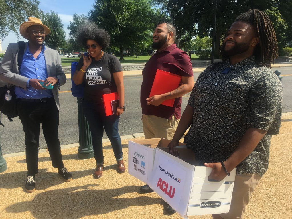 The #ProtectBlackDissent delegation in D.C. on July 17th, ready to deliver over 100,000 petition signatures to Congress.