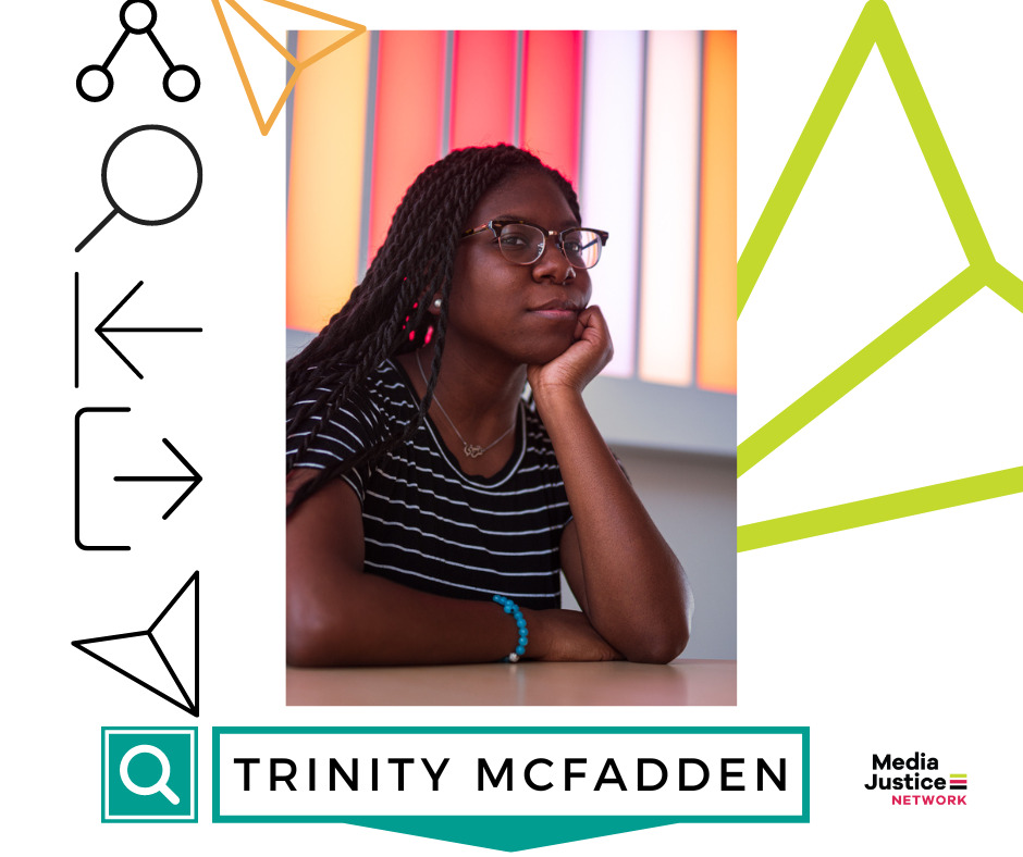 GRAPHIC: Headshot of 2023 MediaJustice Network Fellow Trinity McFadden