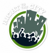 Right to the City Logo (shows a silhouette of protesters under a city skyline.)